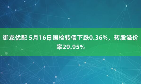 御龙优配 5月16日国检转债下跌0.36%，转股溢价率29.95%