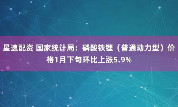 星速配资 国家统计局：磷酸铁锂（普通动力型）价格1月下旬环比上涨5.9%
