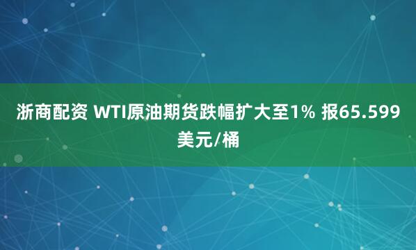 浙商配资 WTI原油期货跌幅扩大至1% 报65.599美元/桶